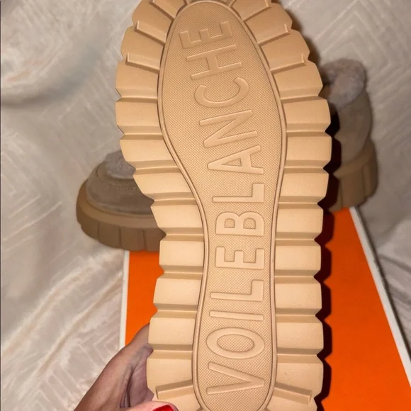 NWT VOILE BLANCHE GRENELLE MOK Fur Suede And Wool Moccasins in Beige - Picture 16 of 16